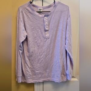 PINK Victoria's Secret Purple Long Sleeve Henley Tee Size Medium Shirt